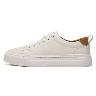 HUITE Top Grain Cow Leather Breathable Moisture Wicking Breathable Moisture Wicking Low top Skateboard Shoes Men's Ecru