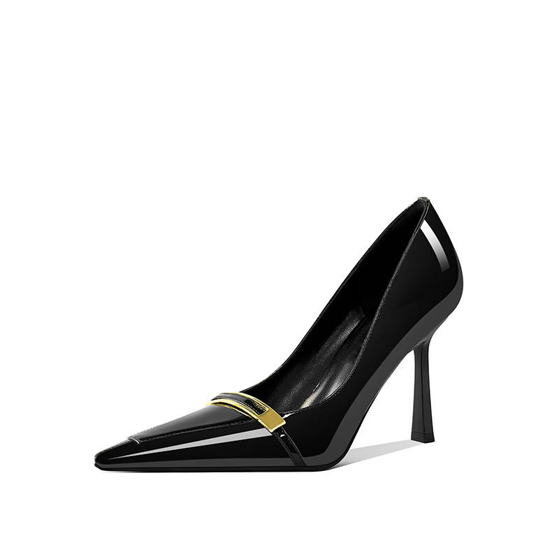 Beijiani Beijiani Microfiber Leather High Heels Women's Black