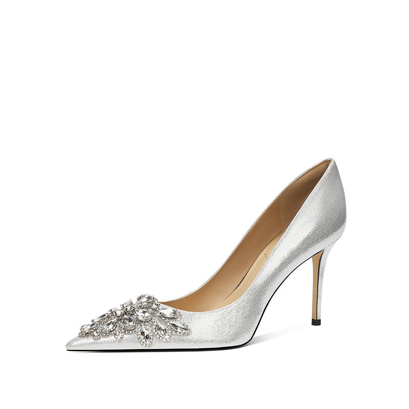 Zubumei Silk Slim Heel High Heels 8cm Women's