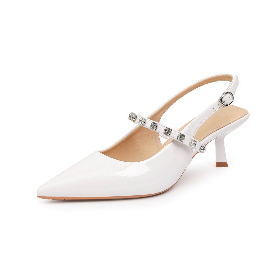 YAFEI XUANYU Patent Leather Slim Heel High Heels 6CM Women's White