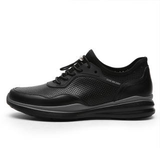 GOLDLION Textile, Cow Leather Low top Casual Shoes Men's Black