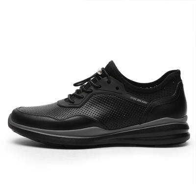 GOLDLION Textile, Cow Leather Low top Casual Shoes Men's Black