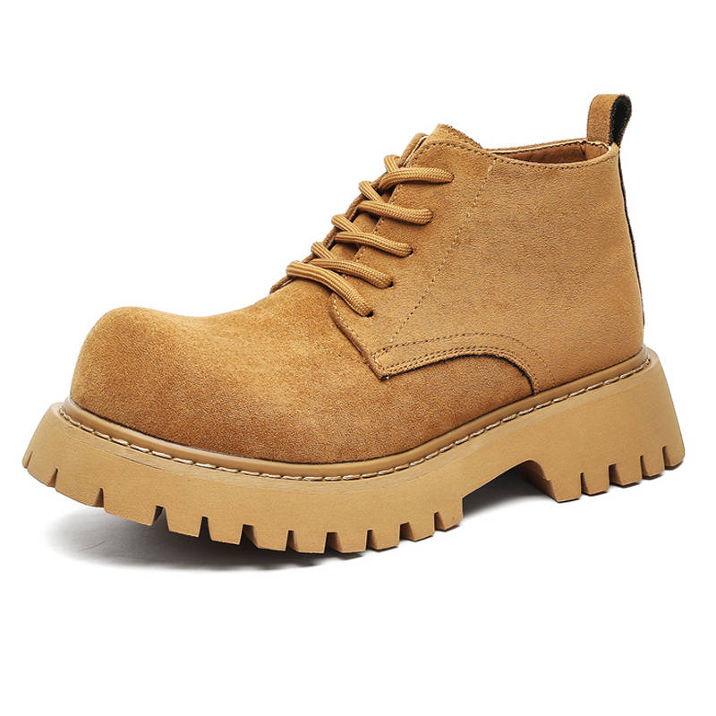 V ZERO FIVE V ZERO FIVE Microfiber Leather Combat Boots Men's Yellow