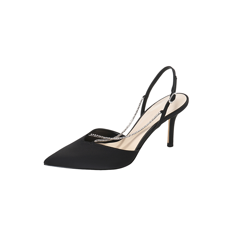 WOXXXN Silk Slim Heel High Heels Women's Black