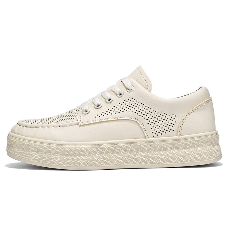 GONGNIUMEILI Pu Abrasion Resistant Abrasion Resistant Low top Skateboard Shoes Men's Beige