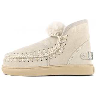 MOU Eskimo Sheepskin Short Snow Boots Women's Beige