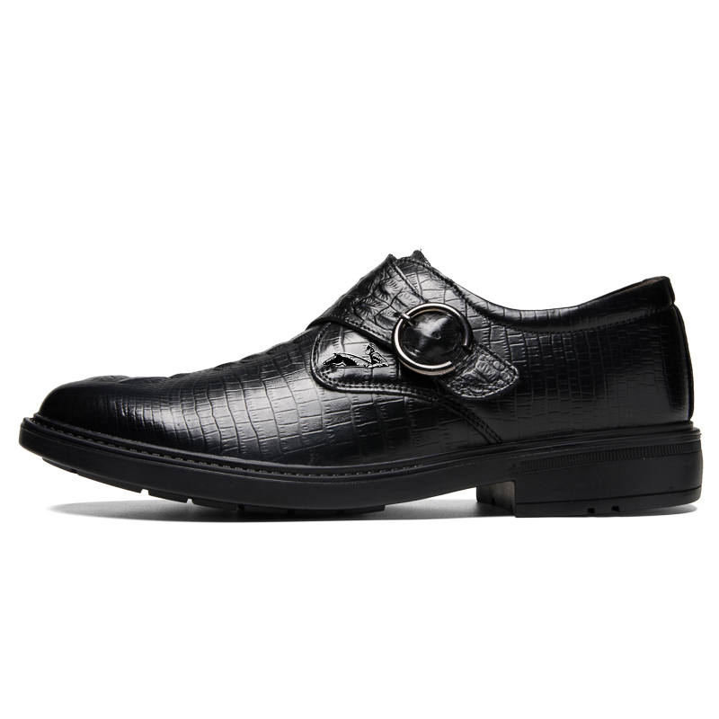 YINGLUNQISHI Top Grain Cow Leather Casual Shoes Men's Black