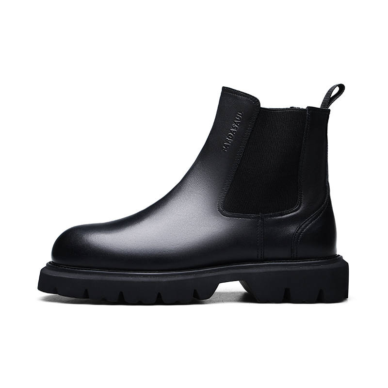 PARDASAUL Top Grain Cow Leather Short Chelsea Boots Men's Black