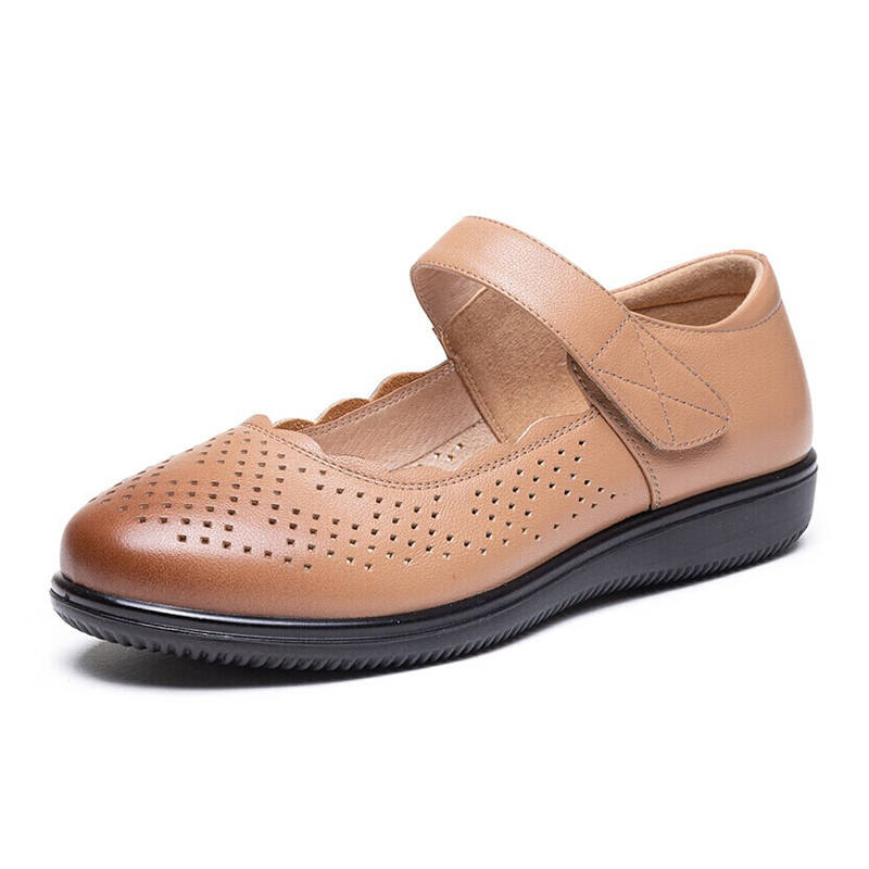 AOKANG Cow Leather Women's Casual Shoes Women's Apricot