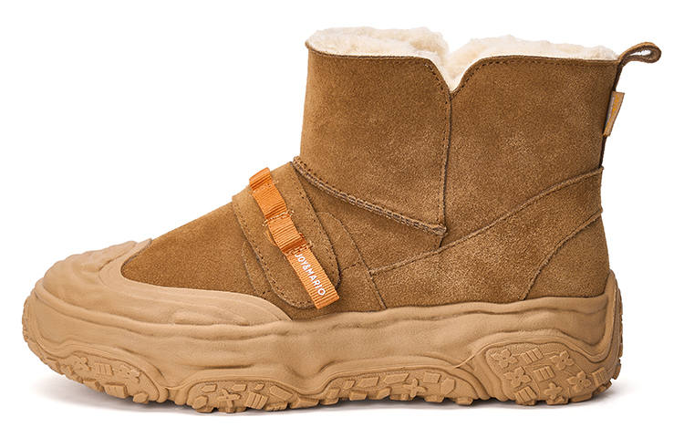 Joy&Mario Thermal Slip Resistant Fleece Lined Maillard Style Dissolve Base Versatile Short Mid Calf Snow Boots Women's