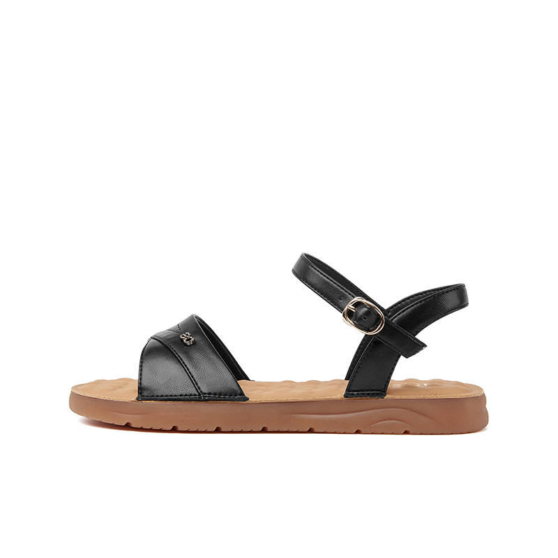 JOSINY Synthetic Leather One Strap Sandals Women's Black