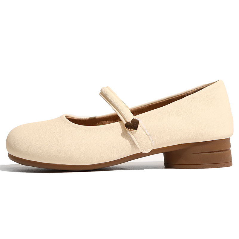 VICTORIA&VERA Pu Flat Mary Jane Shoes Women's Ecru