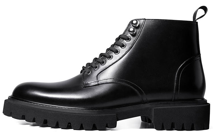 THOM WILLS SKARO X THOM WILLS Top Grain Cow Leather Combat Boots Men's Black