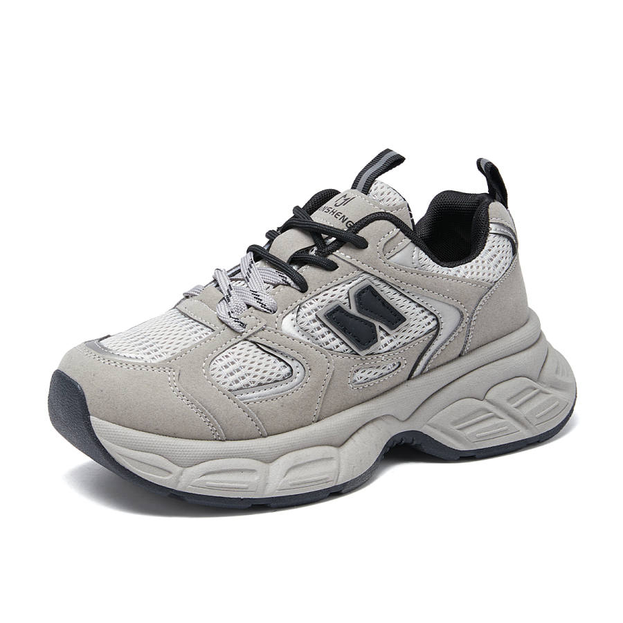 La Chapelle Fashion Trend Height Increasing Athletic Shoes Microfiber Leather Low top Chunky Sneakers Women's Apricot