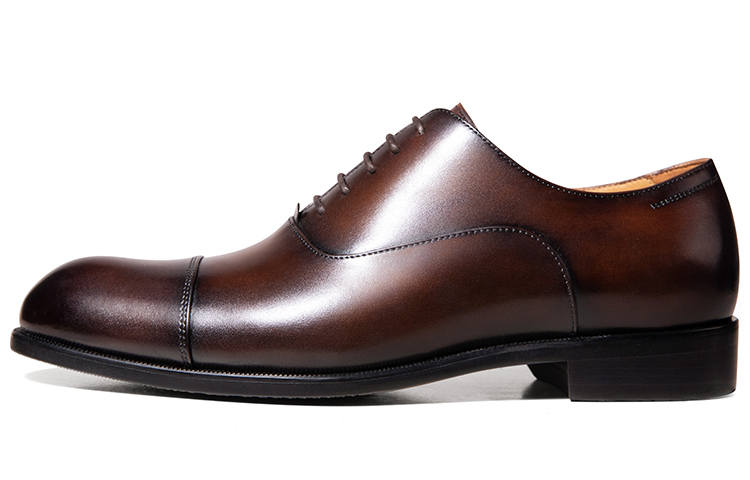 THOM WILLS British Business Old Money Style Calfskin Oxford Shoes Dress Shoes Men's Dark Brown Polished