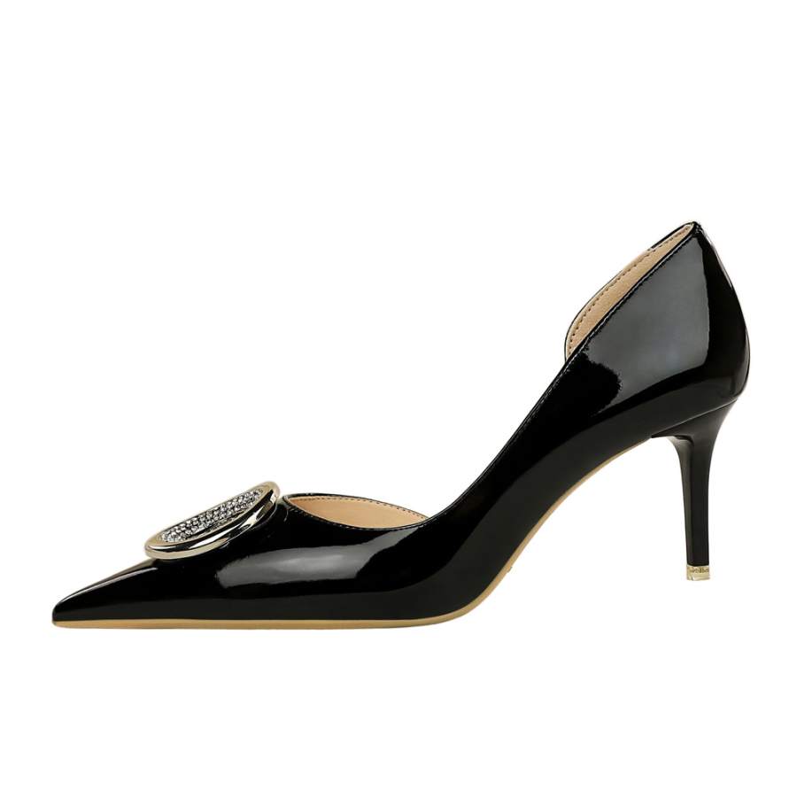 QITUMAUL Patent Leather Slim Heel High Heels Women's