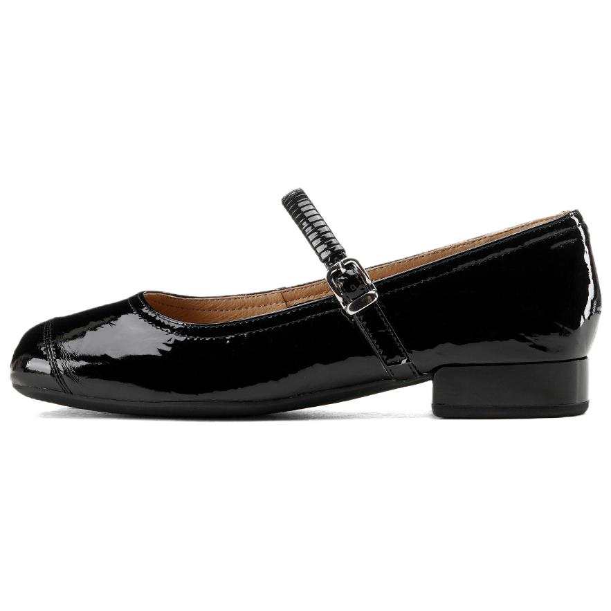 GOLDLION Cow Leather Chunky Heel Mary Jane Shoes 2.5cm Women's