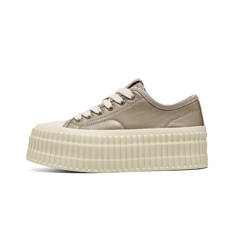 CHERYKALLY Skateboard Shoes Women's Low Top Khaki/Black