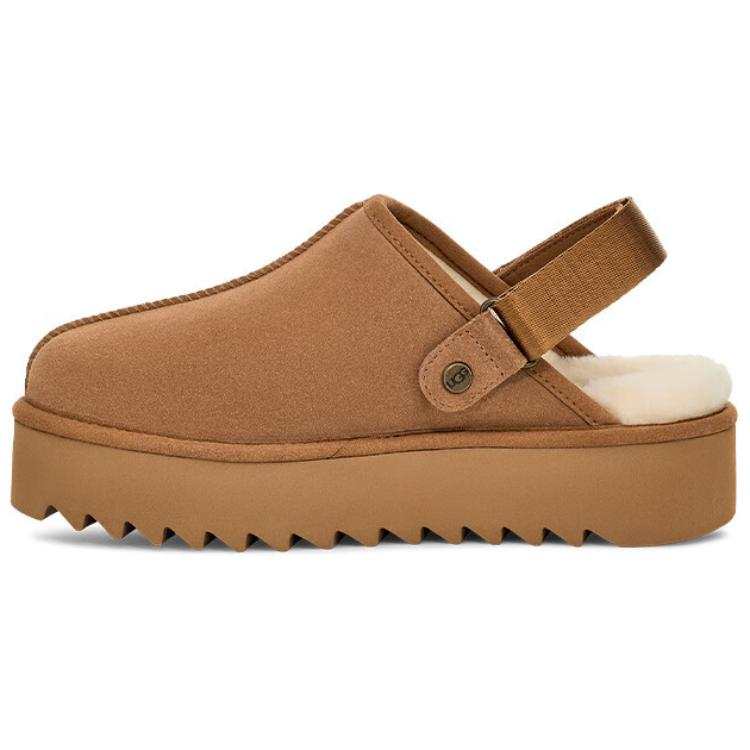 UGG UGG Fleece Lined Comfortable Reversible Mules Closed Toe Slippers Women's Chestnut