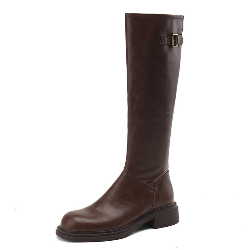 Devanro Devanro Top Grain Cow Leather Knee high Boots 3.5cm Women's