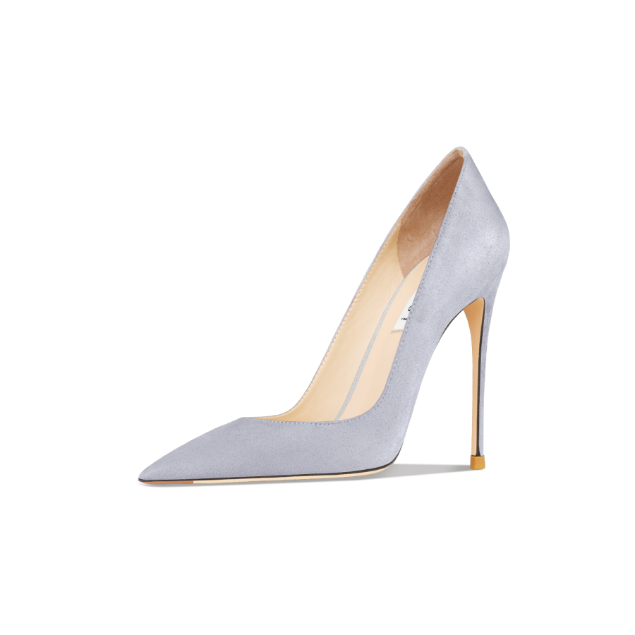Suyymakk Suede Slim Heel High Heels Women's Light Gray
