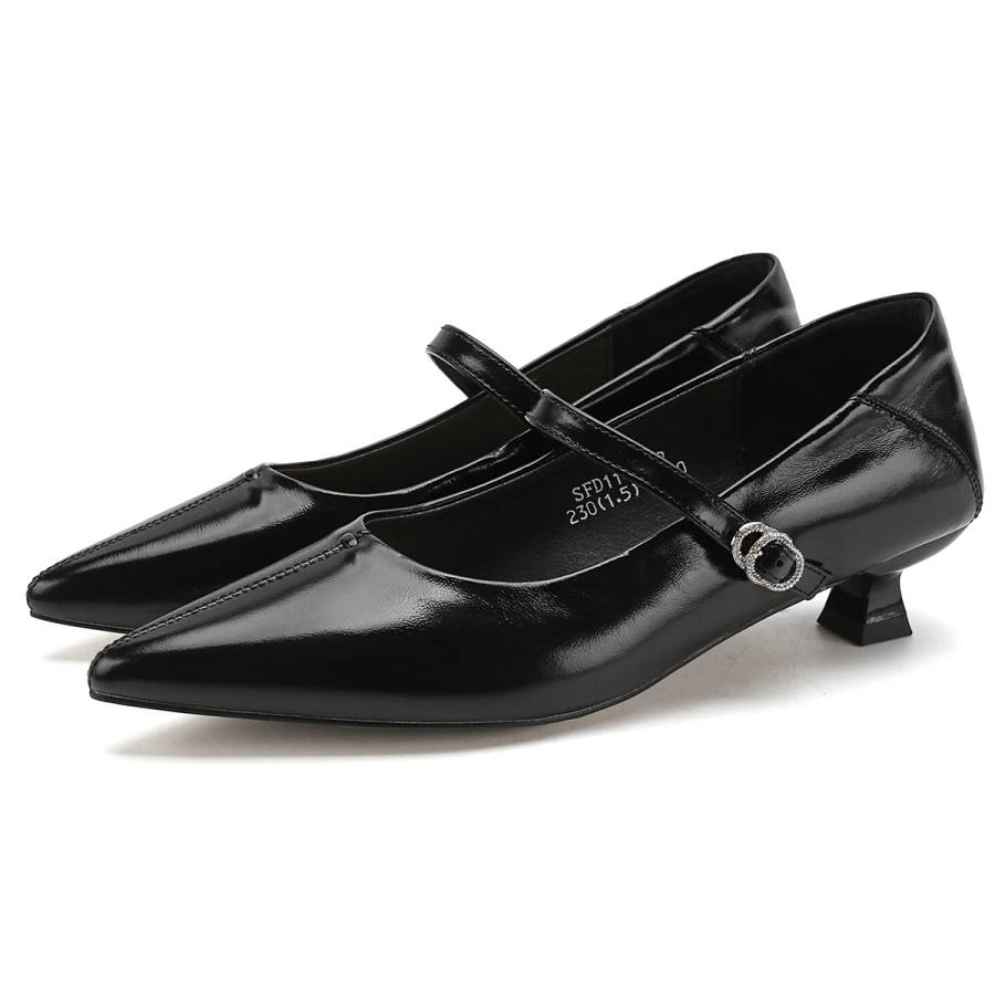 Safiya Cow Leather Block Heel Mary Jane Shoes Women's