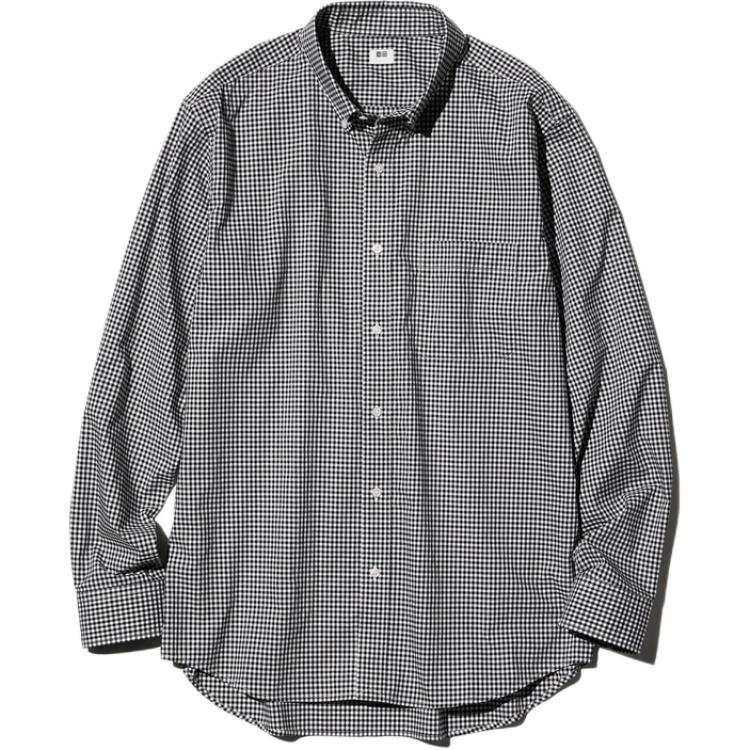 UNIQLO Shirts Unisex Black Pointed Collar Moderate