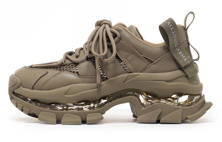 VITTORIO VENTURA Cow Leather Cushioning Low top Chunky Sneakers Women's Khaki