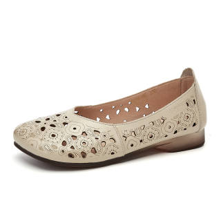 SHOUBA Cow Leather Casual Shoes Flat Women's