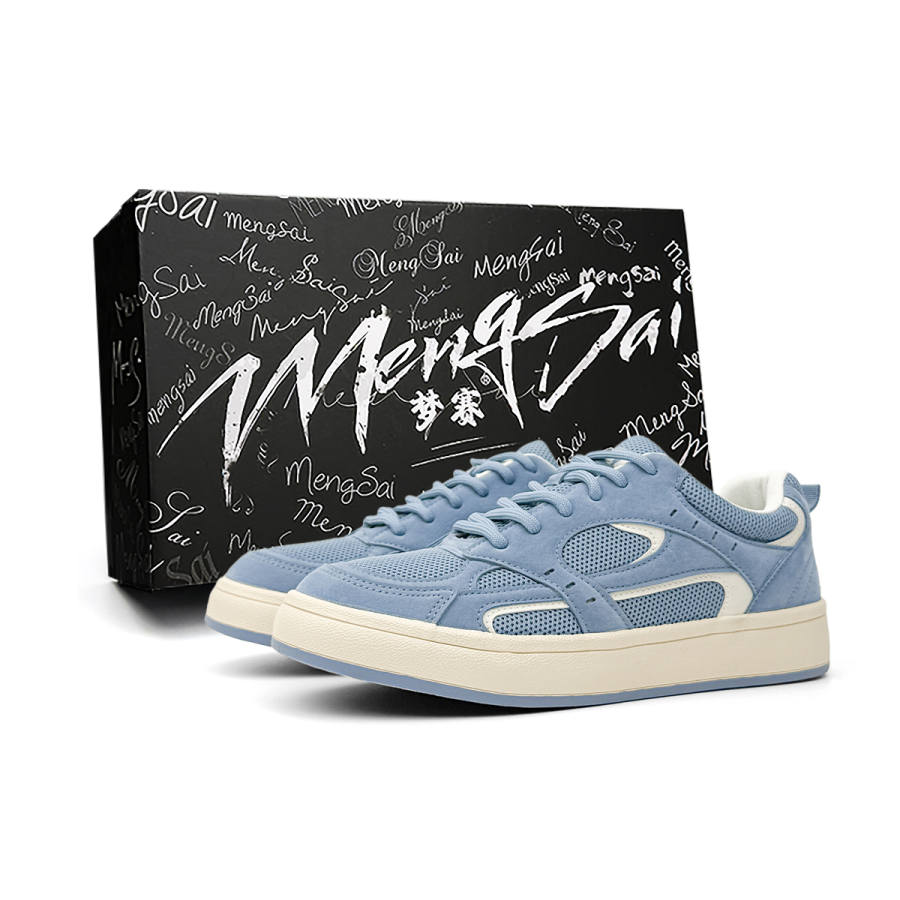 Mengsai Cushioning Abrasion Resistant Cushioning, Wear Resistant Low top Skateboard Shoes Men's Haze Blue