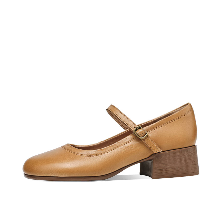 BOERDIQI Cow Leather Chunky Heel Mary Jane Shoes Women's