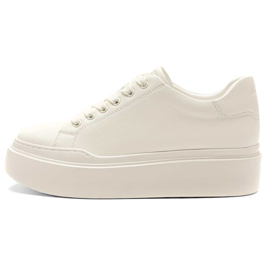 NINE WEST Cow Leather Low top Skateboard Shoes Women's Ecru