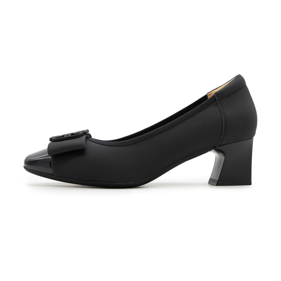 FED Cow Leather Chunky Heel High Heels Women's Black