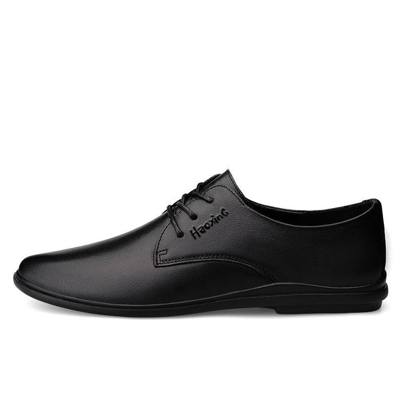 HAOXING Top Grain Cow Leather Dress Shoes Men's Black