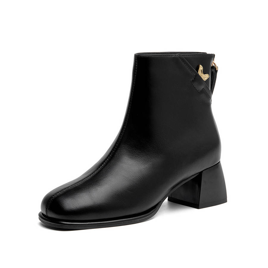 AOKANG Synthetic Leather Ankle Boots Women's Black