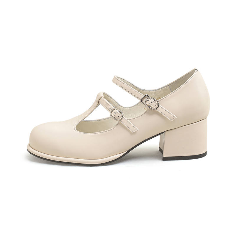 BLOCCO5 Spring Summer Elegant Vintage Chunky Heel Mary Jane Shoes Women's