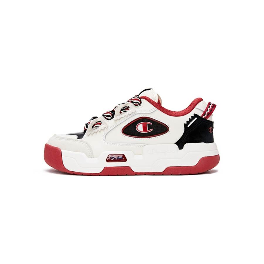 Champion Valve V2 Puffy Shoes Slip Resistant Cushioning Slip Resistant Cushioning Low top Skateboard Shoes Unisex Red