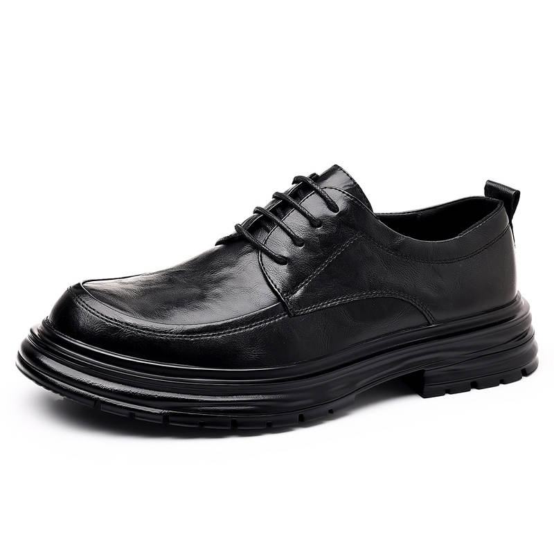 CITONGXIANSHENG Cow Split Leather Casual Shoes Men's Black