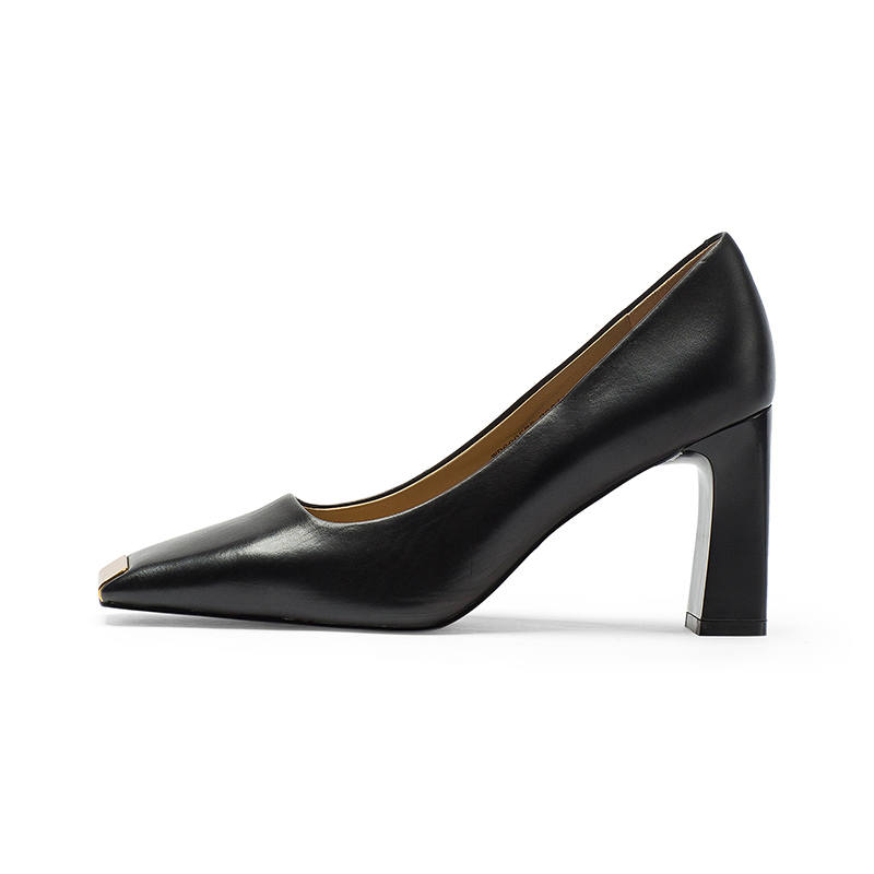 Coup De Foudre Leather Chunky Heel High Heels 8cm Women's