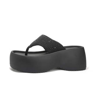 Mulinsen Stitching Abrasion Resistant Abrasion Resistant Flip Flops Women's Black