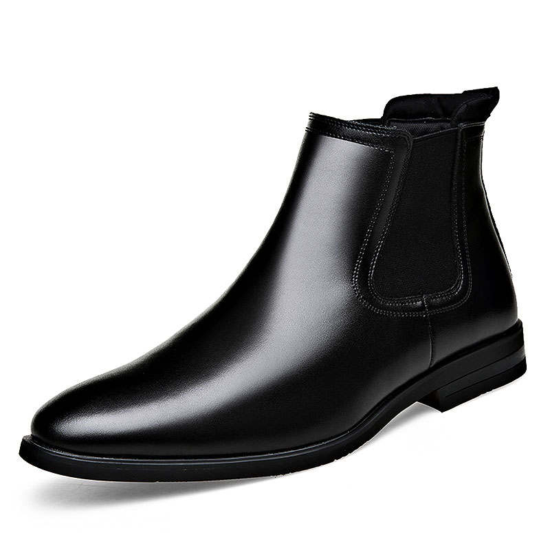KAQIAODI Cow Leather Short Chelsea Boots Men's