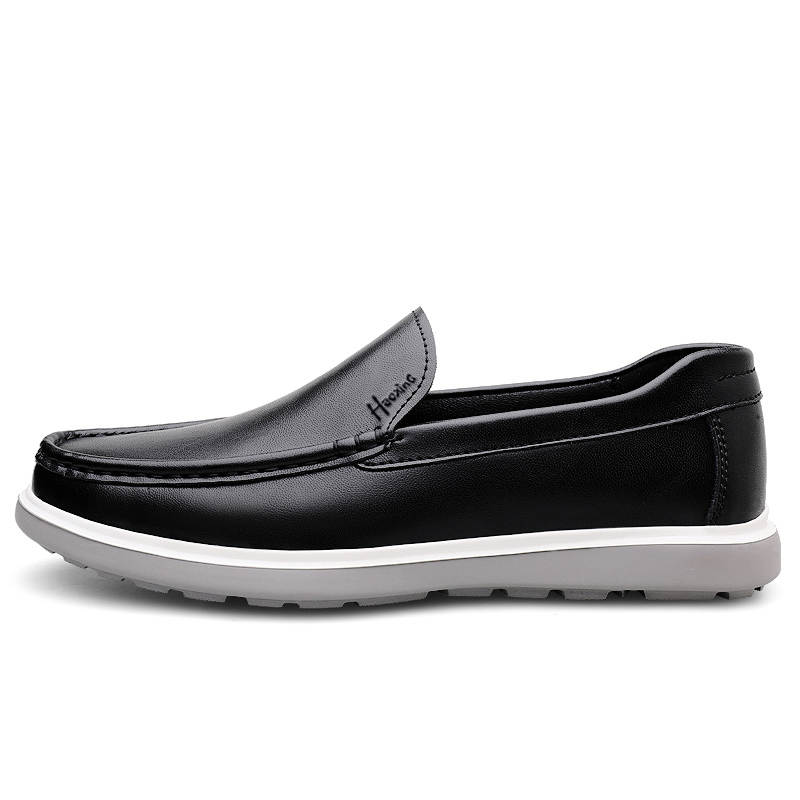 HAOXING HAOXING Cow Split Leather Casual Shoes Men's Black