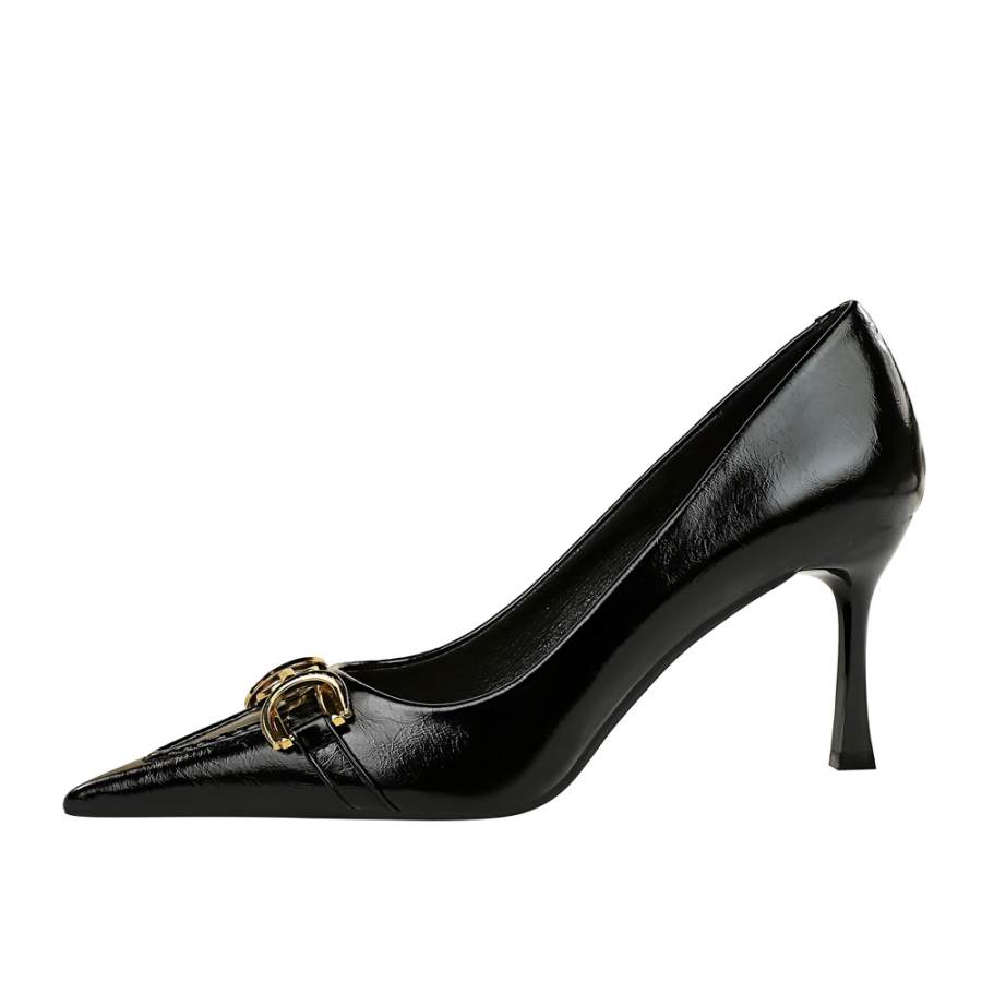 QITUMAUL Pu Slim Heel High Heels 8cm Women's