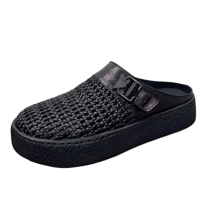 KACHILANG Rubber Sole Abrasion Resistant Abrasion Resistant Closed Toe Slippers Men's Black