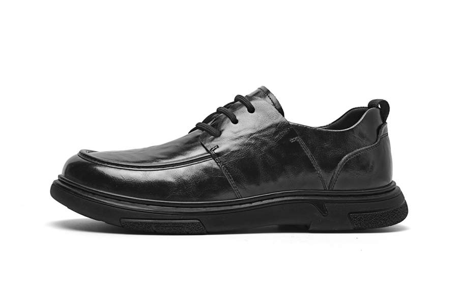 HLA Top Grain Cow Leather Casual Leather Shoes Men's Black