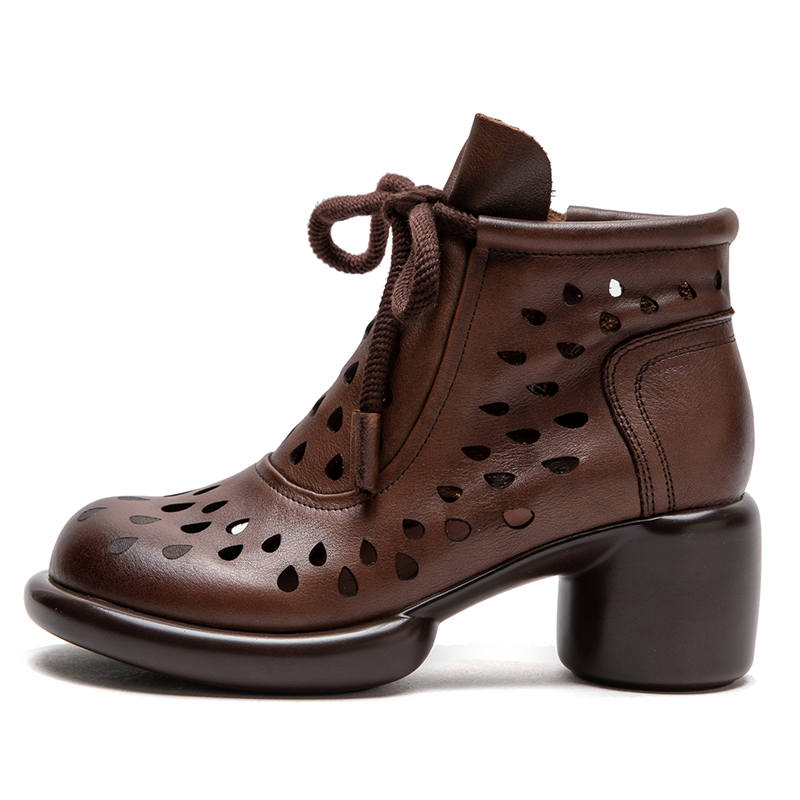 JIEZHOU Top Grain Cow Leather Ankle Boots 6CM Women's