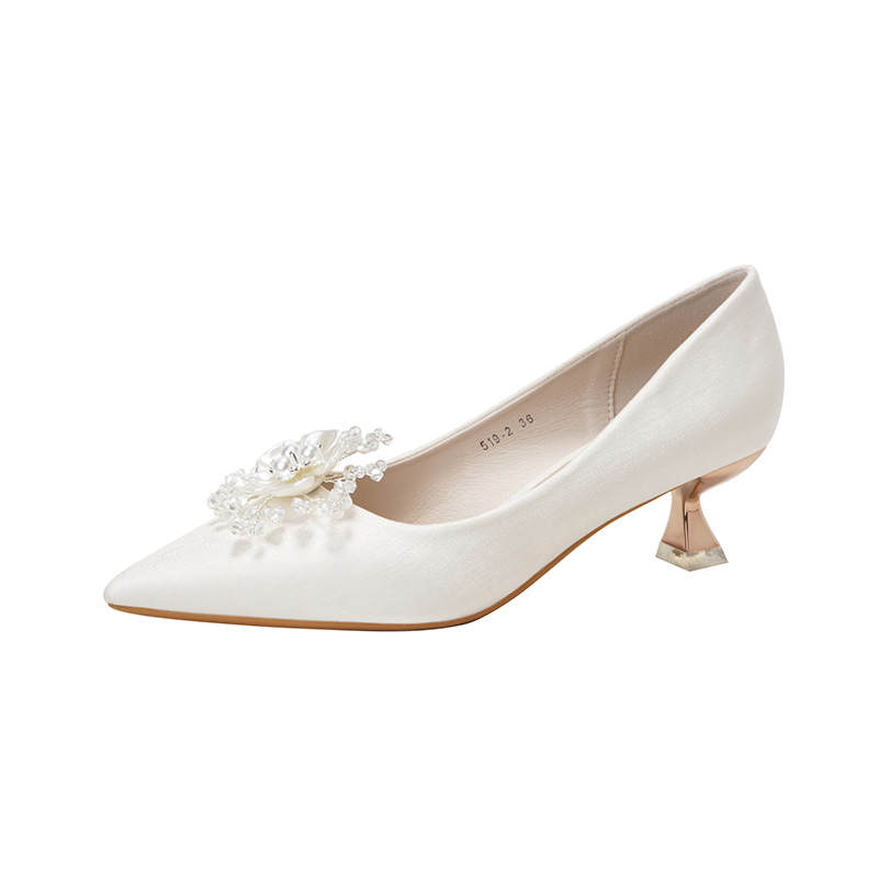 Bamiti Slim Heel High Heels 5 7cm Women's Ecru