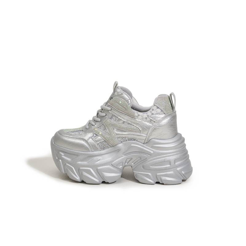 MILANLIANGE Breathable Lightweight Height Increasing Low top Chunky Sneakers Women's