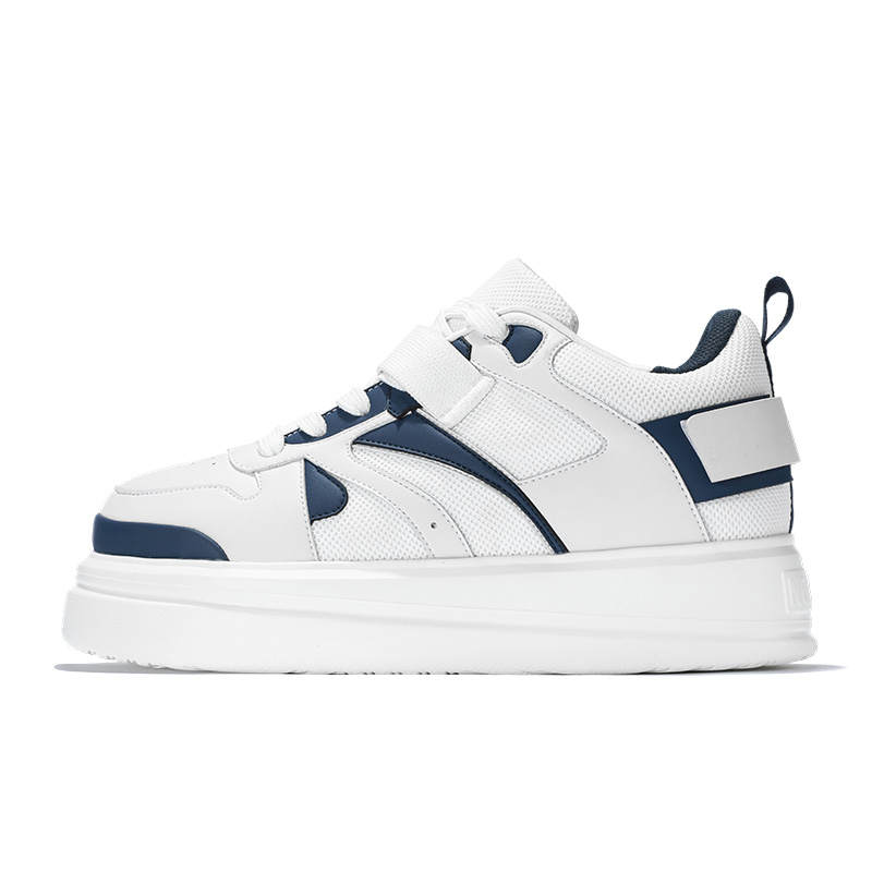 NORVINCY Synthetic Leather Breathable Low top Skateboard Shoes Unisex White Blue