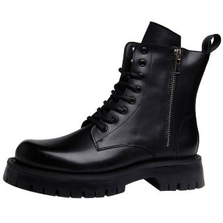 Xiwencha Cow Split Leather Short Combat Boots 6cm Men's Black